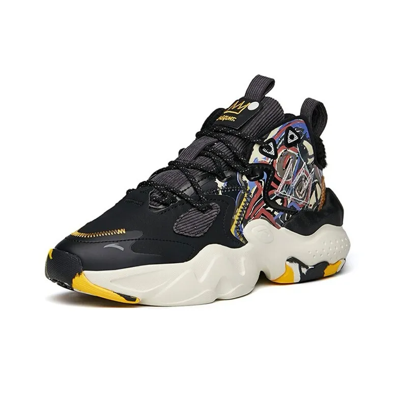 ANTA Chunky Sneakers Men Mid Top Black/White/Gum Yellow-1