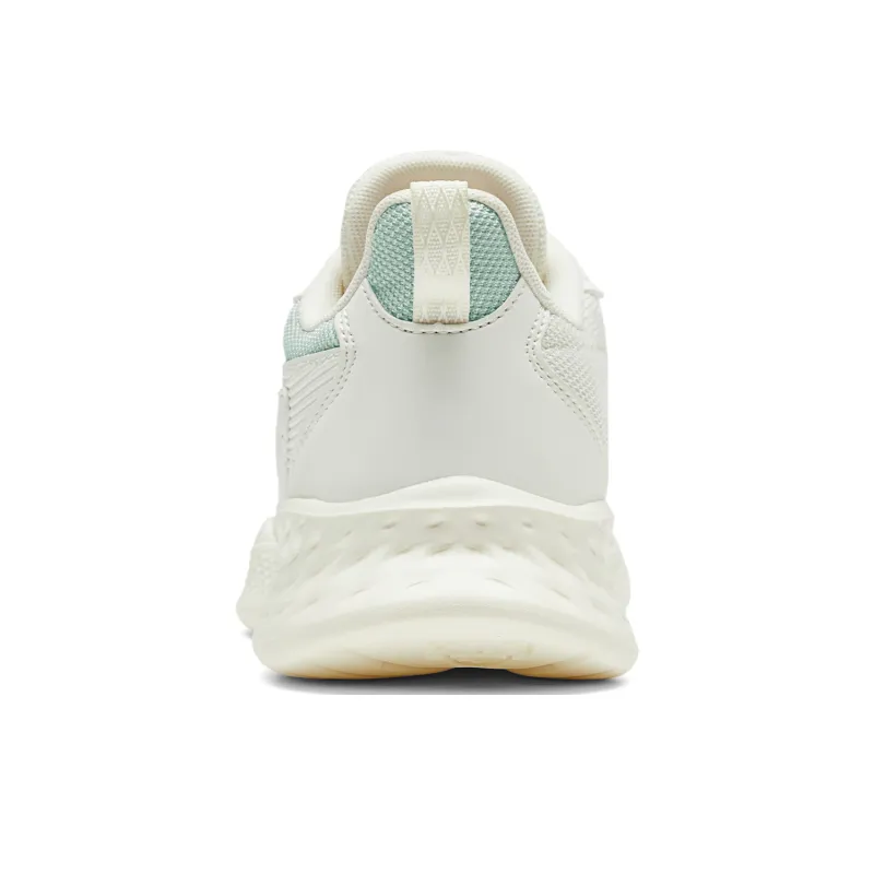 PEAK Cushioned Wear Resistant Breathable Slip Resistant Low Top Running Shoes Women's Beige White Green-4