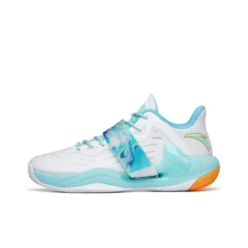 Anta Water Flower 4 Anti Slip Wear Resistant Low Top Basketball Shoes White Blue Orange