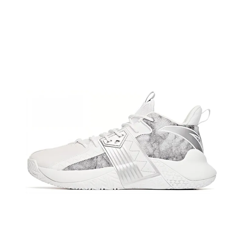 Anta Cement Busters Low Top Basketball Shoes Men's White Gray Silver-0