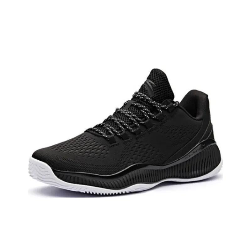 Anta Swimming Dragon Cushioning, Slip Resistant, And Abrasion Resistant Low Top Basketball Shoes Men's Black White-2