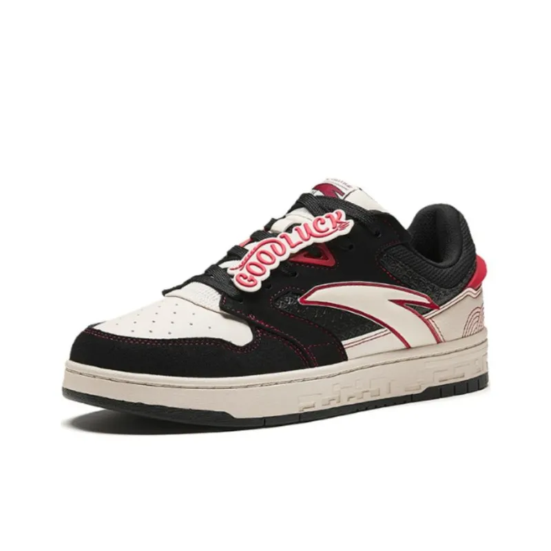 Anta Street Play Series Durable Breathable Low Top Skateboard Shoes Men's Black White-1