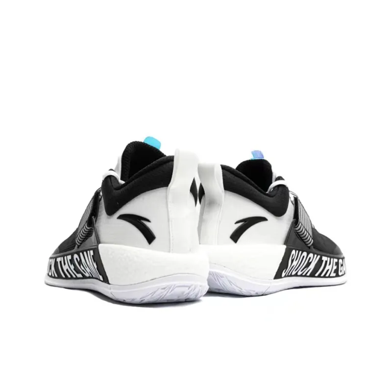 Anta Hengsao4 Durable Breathable Low Top Basketball Shoes Men's Black White-4