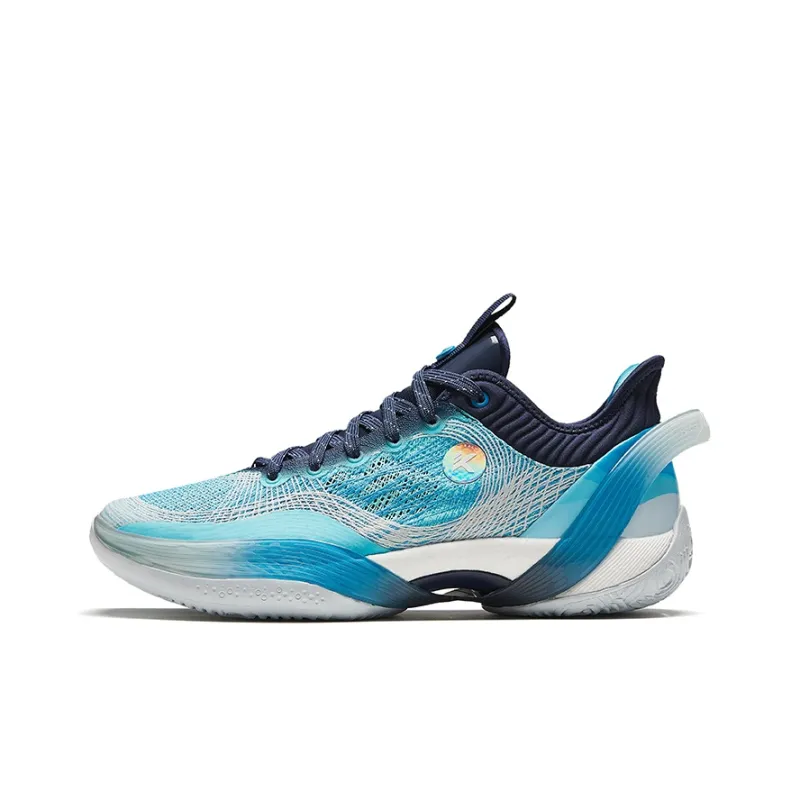 Anta Three point Rain1.0 Cushioning Wear Resistant Low Top Basketball Shoes Men's Water Rhyme Blue-0