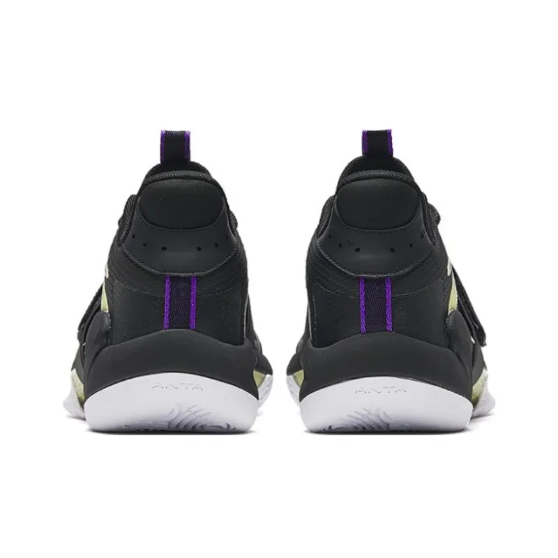 Anta Sanfenyu Lite Anti Slip Wear Resistant Mid Top Basketball Shoes Men's Black Purple-3