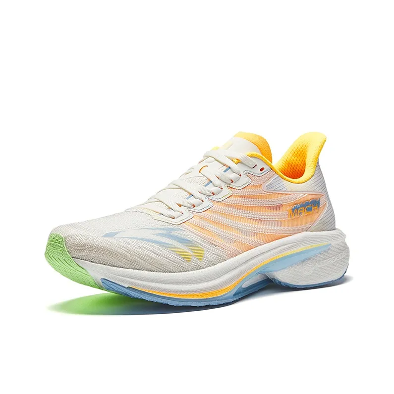 Anta MACH 4.0 Anti Slip Wear Resistant Low Top Training Running Shoes Men's Ivory White/Yellow-1