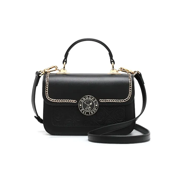 SNOOPY PU Shoulder Bag Crossbody Bag Handbag Regular Women's Black-0