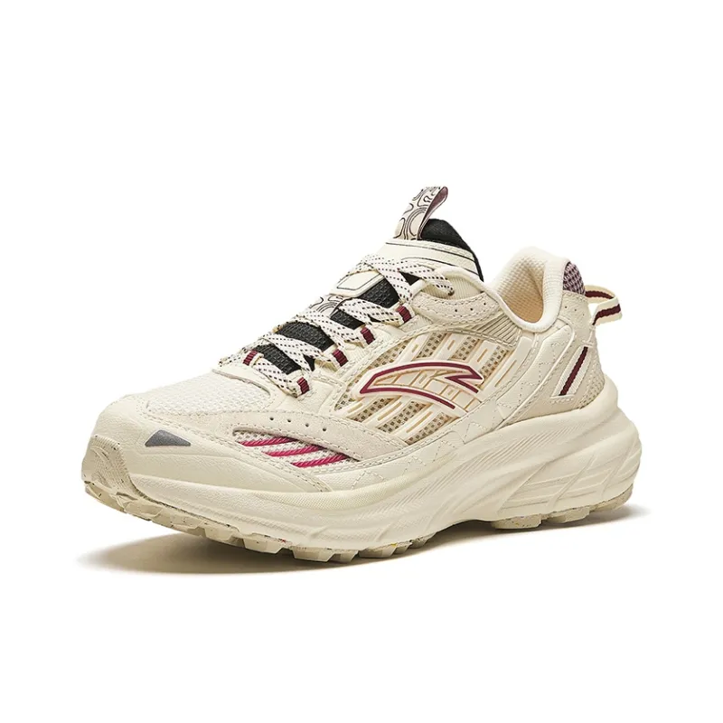 Anta AT957 Cushioning, Wear Resistant Low Top Running Shoes Women's White Black Red-1