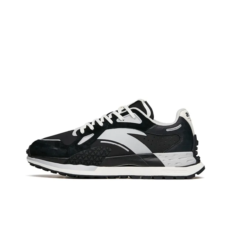 Anta Star Marker Cushioning Slip Resistant And Abrasion Resistant Low Top Running Shoes Men's Black White-0
