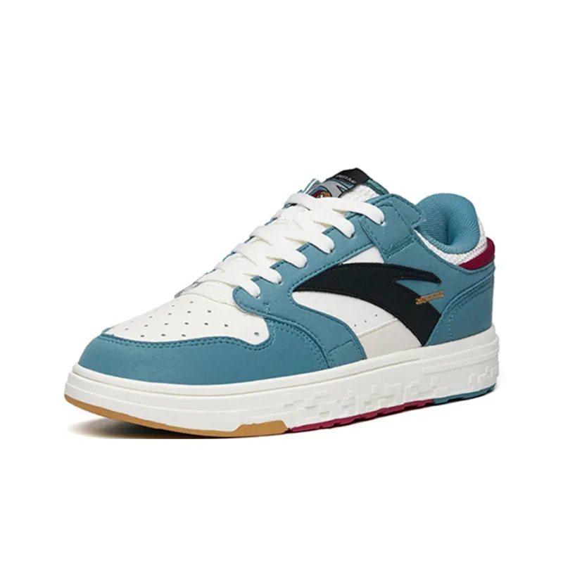 Anta Street Naughty Turquoise Slip-Resistant Cushioning Wear-Resistant Low-Top Skateboard Shoes Black White Blue-2