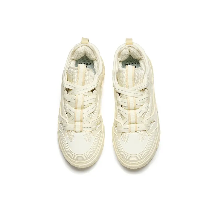 Anta Bump Puffy Shoes Slip Resistant Low Top Skateboard Shoes Men's Light Beige White-2
