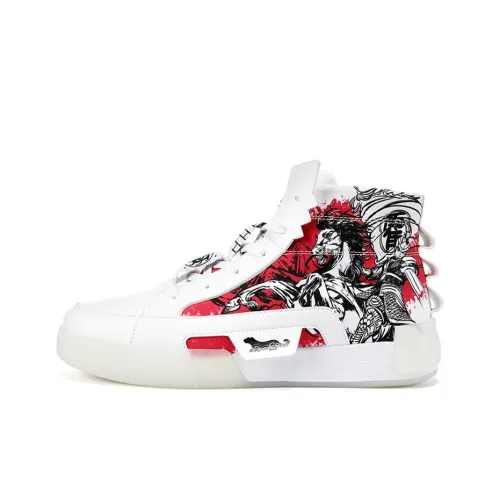 PEAK State Pole Skateboard Shoes Women's High-Top All White/Large Red