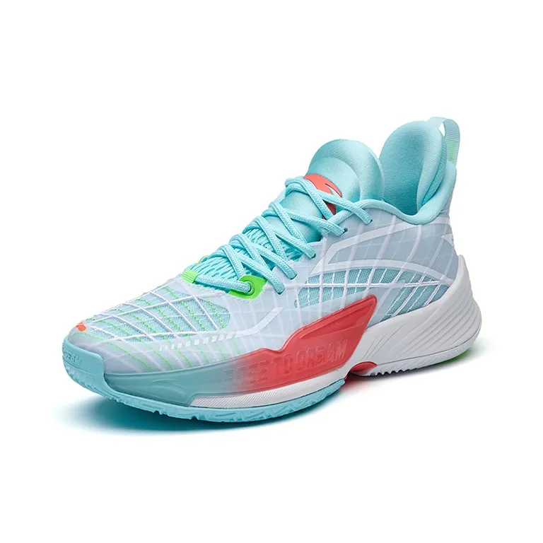 Anta Light Horseman 3 Anti-Slip Wear-Resistant Low-Top Basketball Shoes White Red Blue-1