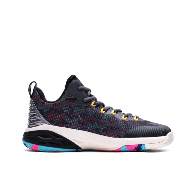 Anta Rhomboid Anti Slip Wear Resistant Low Top Basketball Shoes Men's Black Gray-1