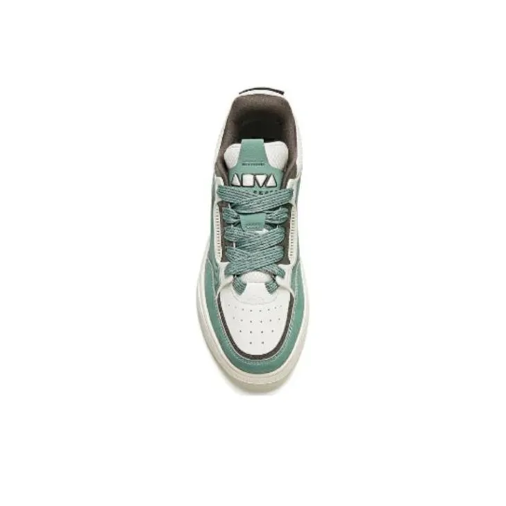 Anta AOJIE Cushioning Wear-Resistant Low-Top Skateboard Shoes Men's Green White Brown-2