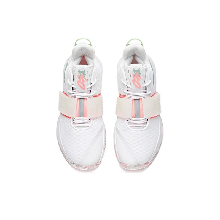 Anta Hengsao1 Cushioning Anti Slip And Wear Resistant Mid Top Performance Basketball Shoes Men's White Pink Green-2