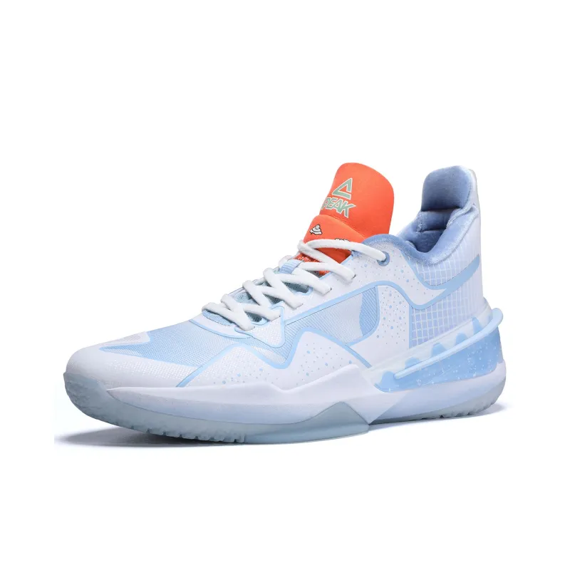 PEAK Flash 3 Snowman Cushioning Anti-Slip And Wear-Resistant Coverage Support Mid-Top Taichi Basketball Shoes Sky Blue-2