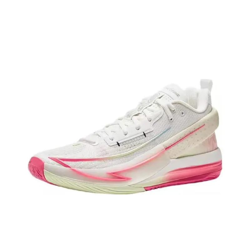 Anta Fengmang 1 Cushioning Wear Resistant Low Top Basketball Shoes Men's White Red-2