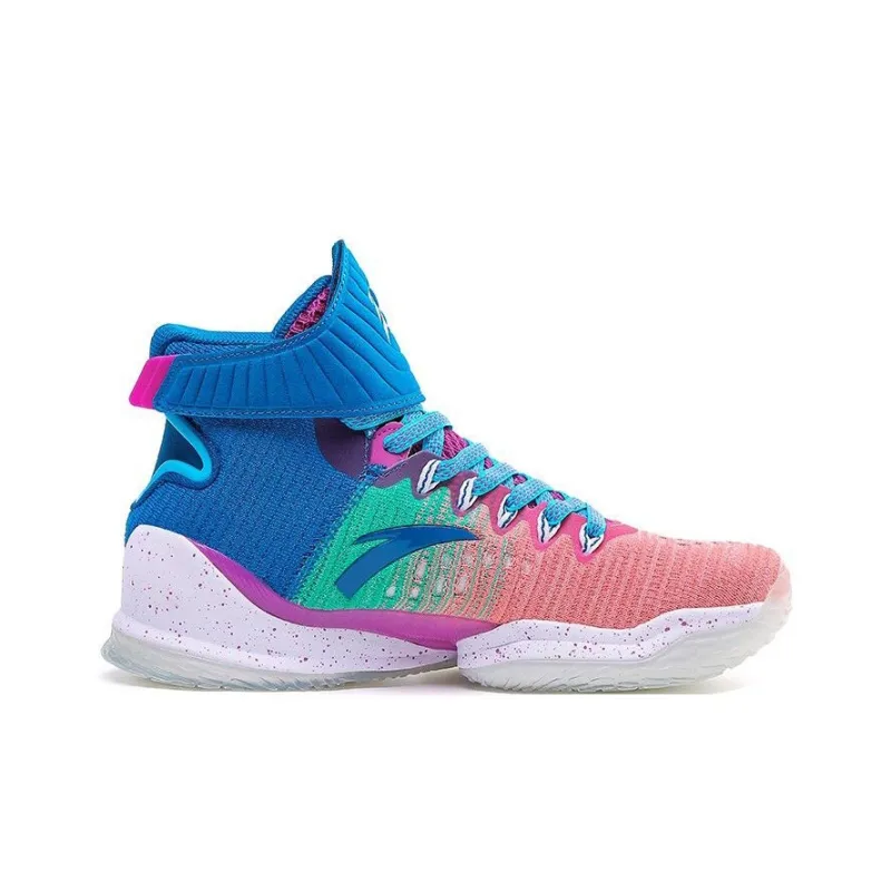 Anta KT3 Cushioned Slip Resistant High Top Basketball Shoes Men's Orange Green Blue White-1