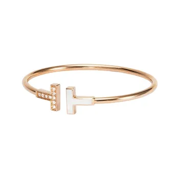 TIFFANY & CO. 2010s 18K Rose Gold T Diamond Bracelet
