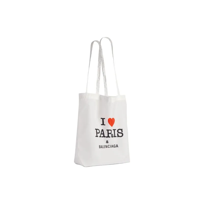 Balenciaga Nylon Tote Bag Shopping Bag Shoulder Bag Handbag Medium Size Women's White & Black & Red-1
