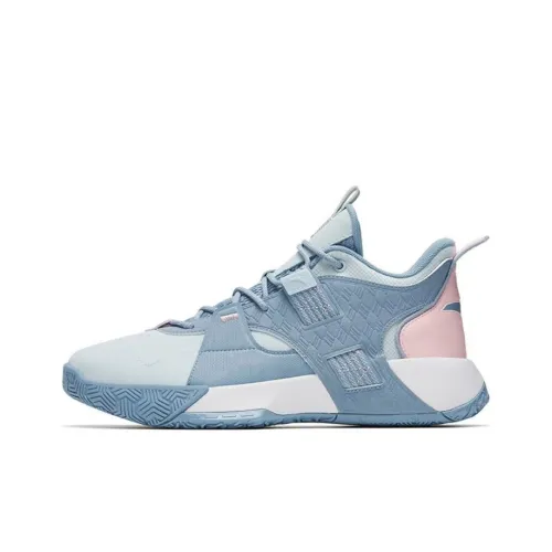 ANTA Speedy Basketball Shoes Men Mid-Top Gray Blue/FANTAsy Blue/Apricot Pink