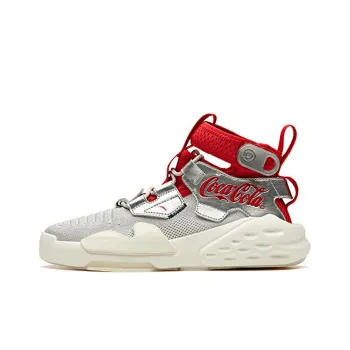 Coca Cola x Anta Cushioned Slip Resistant High Top Sports Casual Shoes White Gray Red