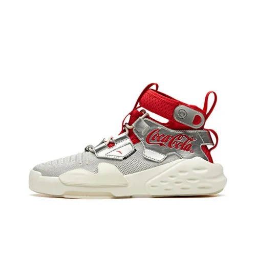 Coca Cola x Anta Cushioned Slip Resistant High Top Sports Casual Shoes White Gray Red