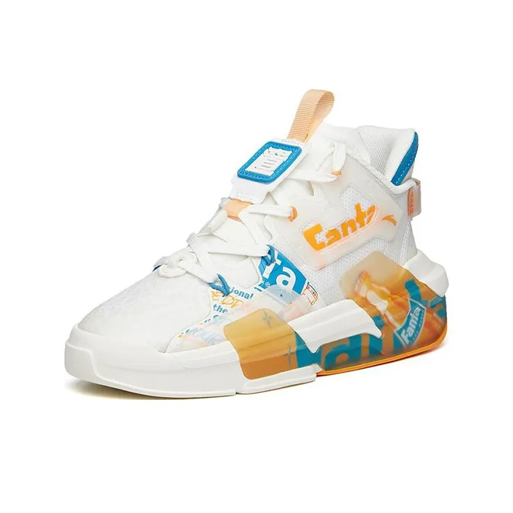 FENDER Anta Bastard 3.0 Anti Slip Wear Resistant Mid Top Skateboard Shoes Women's White Orange-1