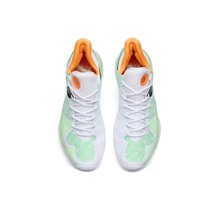 Anta Shock Wave 4 Low-Top Performance Basketball Shoes Men's White Green-2