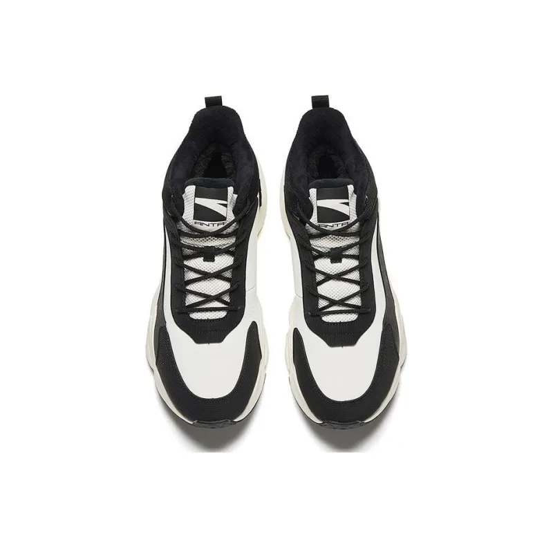 Anta Walker Cushioning Breathable Low Top Casual Shoes Men's Ivory Black-3