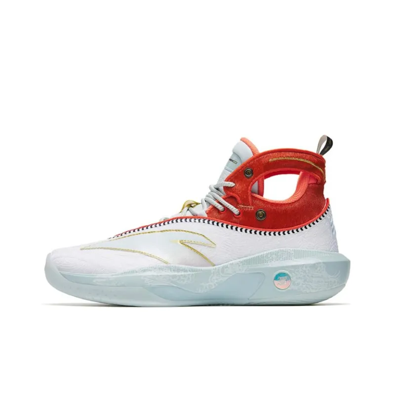 Anta KT8 KT 8 'Sun Wukong' Cushioning Anti-Slip And Wear-Resistant High-Top Basketball Shoes White Red-0