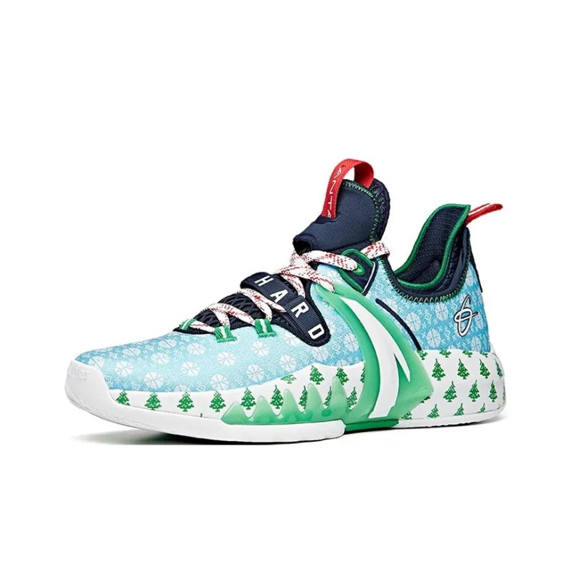 Anta GH2 'Christmas' Cushioning Anti-Slip And Wear-Resistant Low-Top Basketball Shoes Green Blue White-1