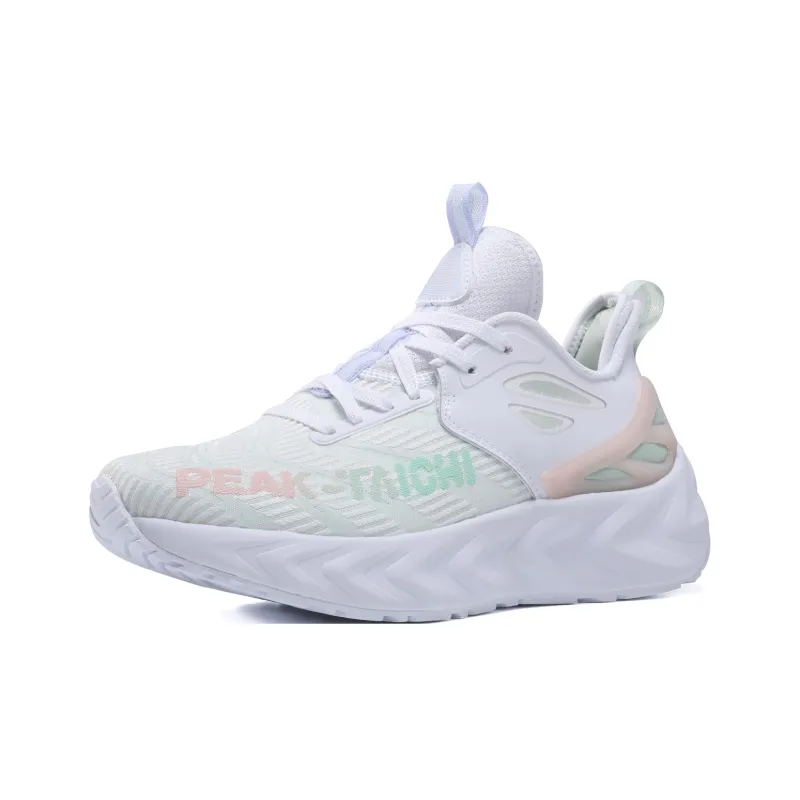 PEAK State Pole Thunder Breathable Low Top Running Shoes Women's White Pink-1