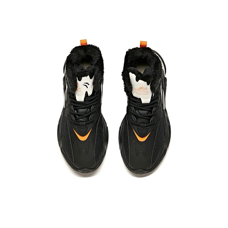 Anta Pulse Cushioned Anti Slip And Wear Resistant Warm High Top Casual Shoes Men's Black White-2