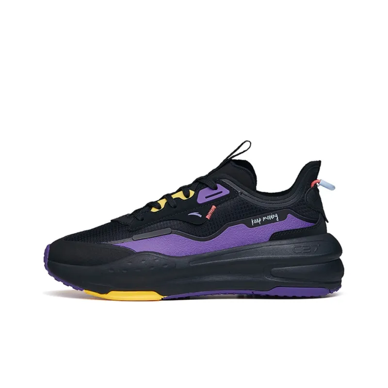 Anta C37 Series Low-Top Skateboard Shoes Women's Black Purple Jade-0