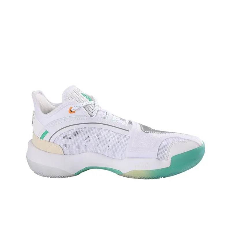 PEAK State Extremely Large Triangle 1.0 Basketball Shoes Men Mid Top White Green-1