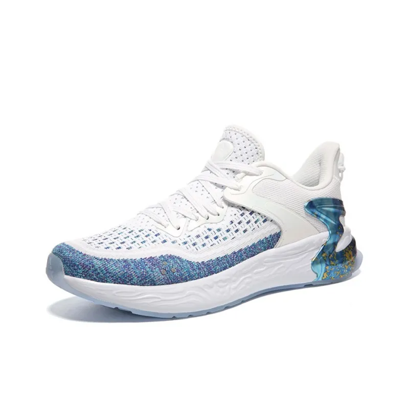 PEAK Cushioning Balance Rebound Breathable Coverage Low Top Casual Running Shoes Women's Blue Flower Yarn-2