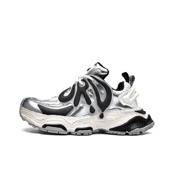 ORD Anti Slip Wear Resistant Impact Resistant Lightweight Height Increasing Low Top Chunky Sneakers Unisex Silver Black