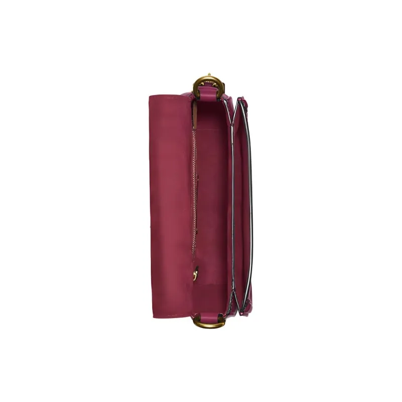 COACH Beat Leather Saddle Bag Shoulder Bag Crossbody Bag Small Size Women's Black Cherry Red-3