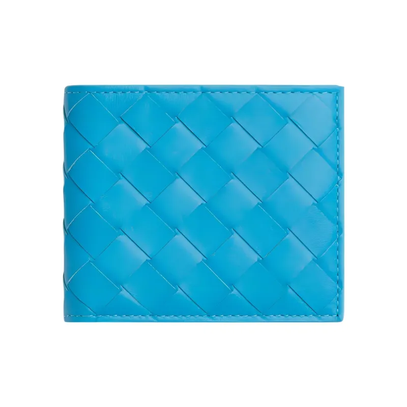 Bottega Veneta Intrecciato Cow Leather Card Holder Wallet Small Size Men's Swim Pool Blue-0