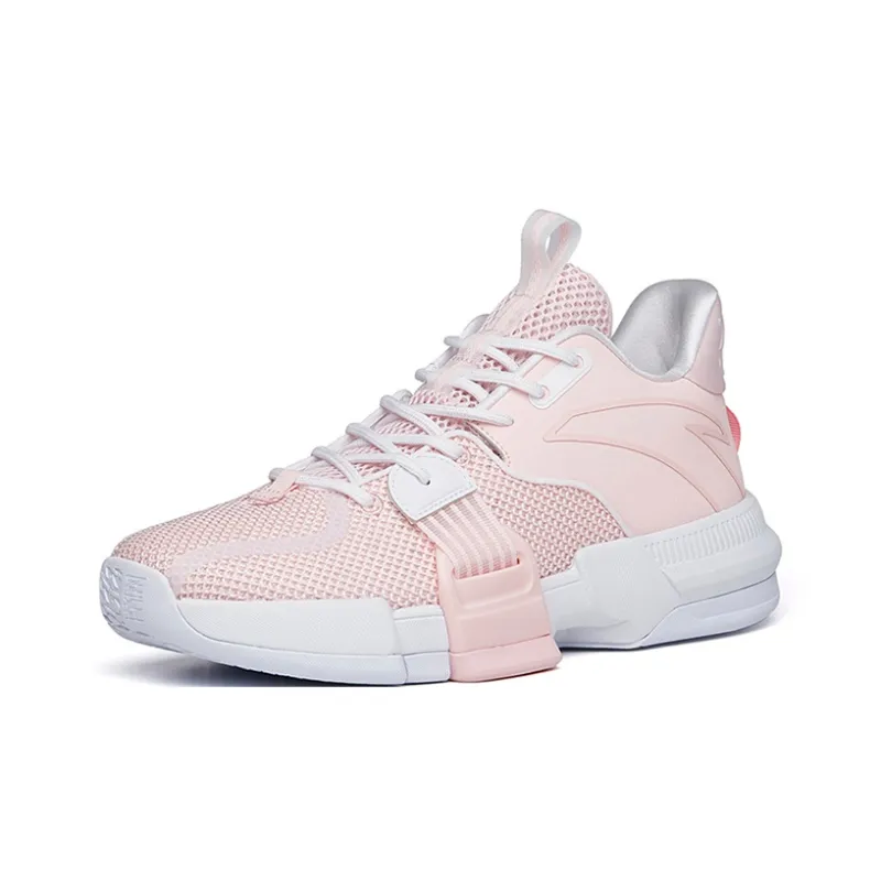 Anta Craze 1 Anti-Slip Wear-Resistant Mid-Top Performance Basketball Shoes Men's Pink White-1