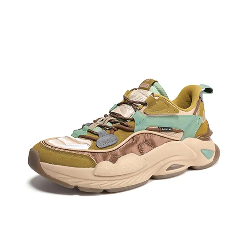 PEAK Attitude Extreme Series Chunky Sneakers Men Low Top Mud Sand Yellow/Gray Olive-2