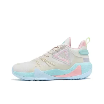 PEAK Cavalry Cushioning Wear Resistant Low Top Performance Basketball Shoes Men's White Cyan Pink