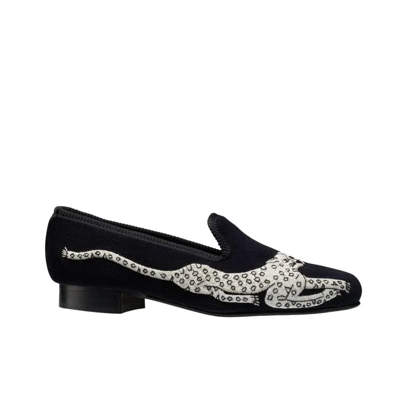 CROCKETT & JONES Silver Leopard Loafers Women's Black-1