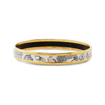 HERMES Enamel Bangles Women's Gold