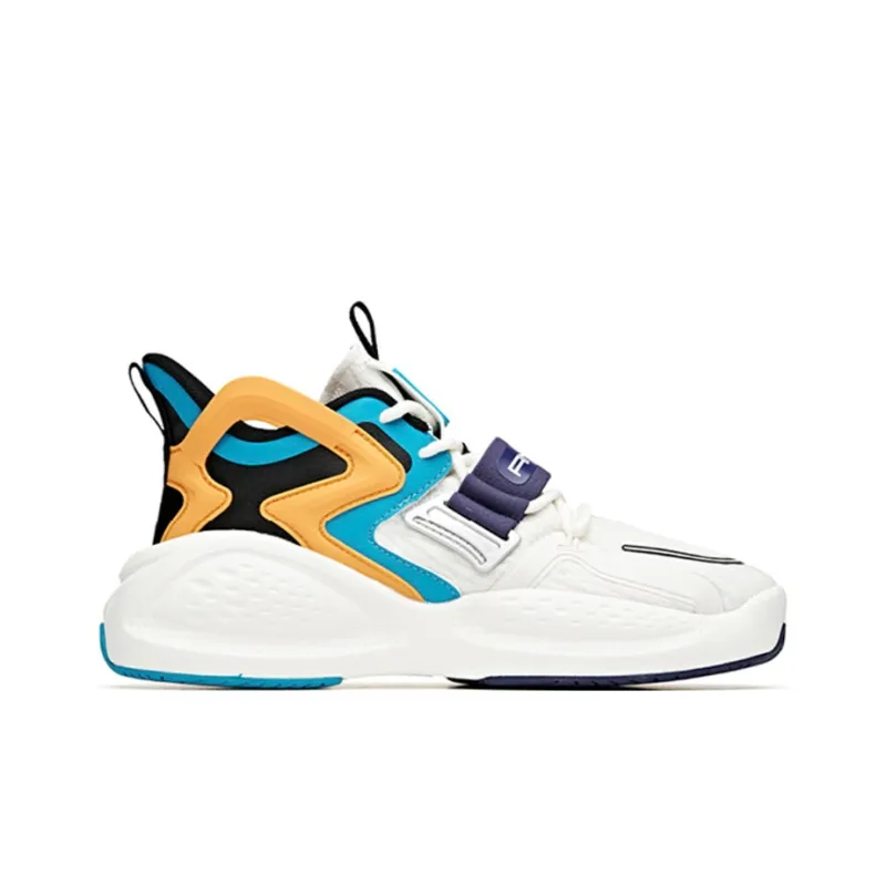 Anta Bastard 2 Cushioned Slip Resistant Abrasion Resistant High Top Skateboard Shoes Men's White Blue Orange-1