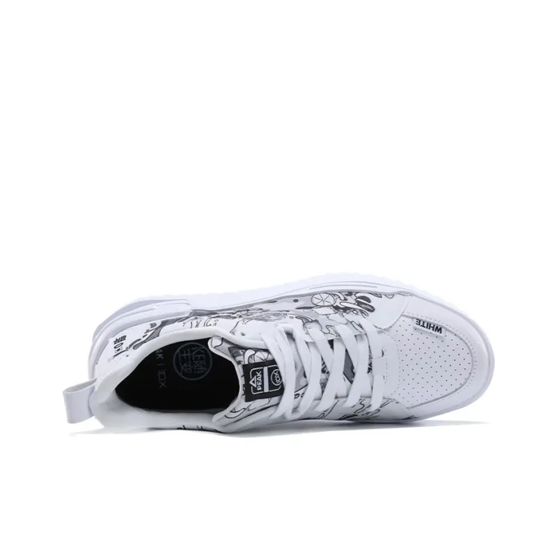 IDX x PEAK Anti Slip Wear Resistant Low Top Skateboard Shoes Men's White Black-2