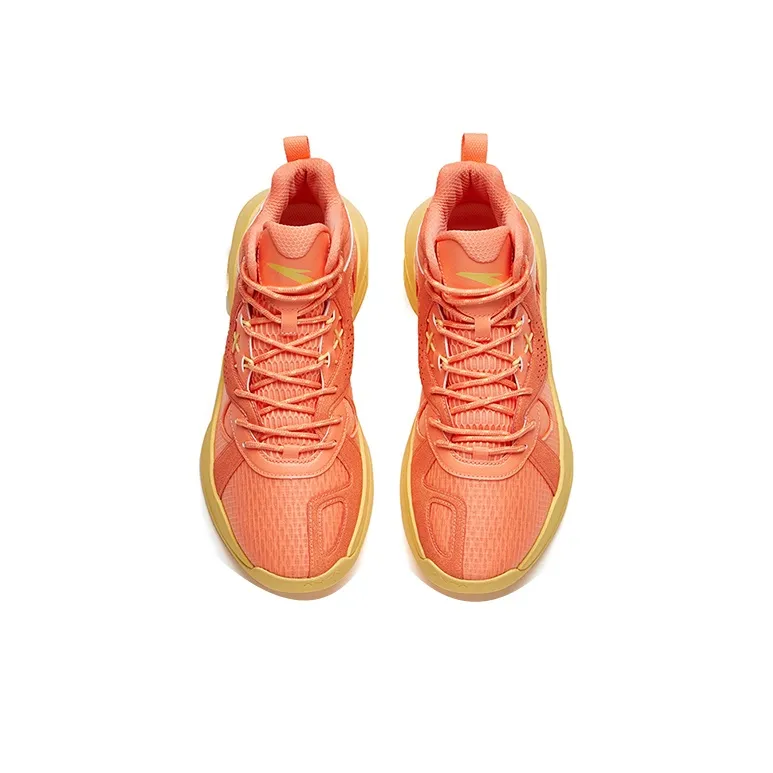 Anta Wind Tunnel 2 Cushioned Slip Resistant Abrasion Resistant Mid Top Basketball Shoes Men's Orange-2