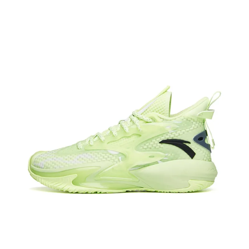 Anta Berserk 3 Shock Wave 3 Anti Slip Wear Resistant Mid Top Performance Basketball Shoes Men's Fluorescent Mint Green-0
